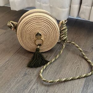 Wayuu Tribe Beige and Olive Round Crossbody Bag